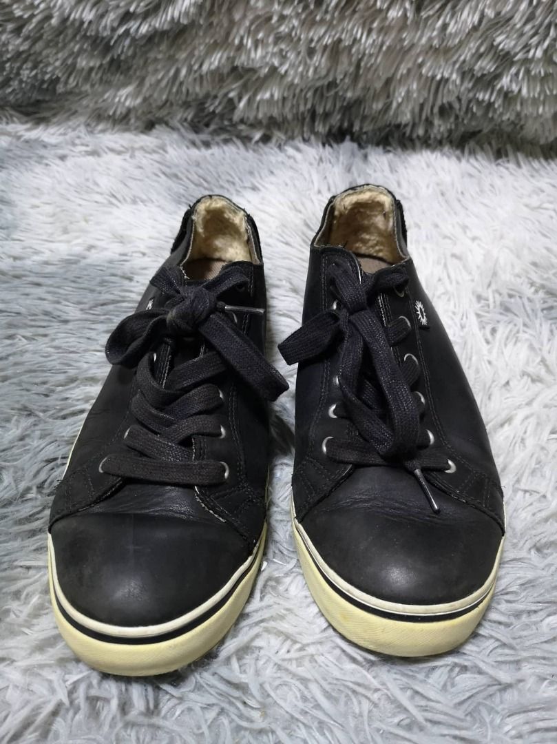 Ugg black leather online sneakers