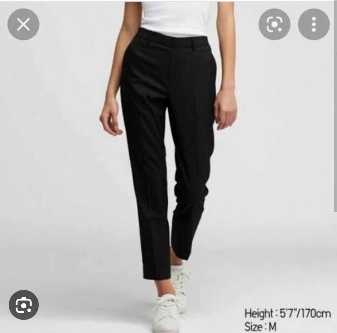Uniqlo Ezy Ankle Pants Solid black on Carousell