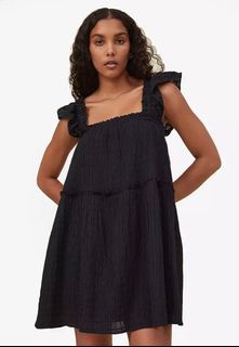 U.P. $49! Cotton On Farrah Textured Babydoll Dress in black