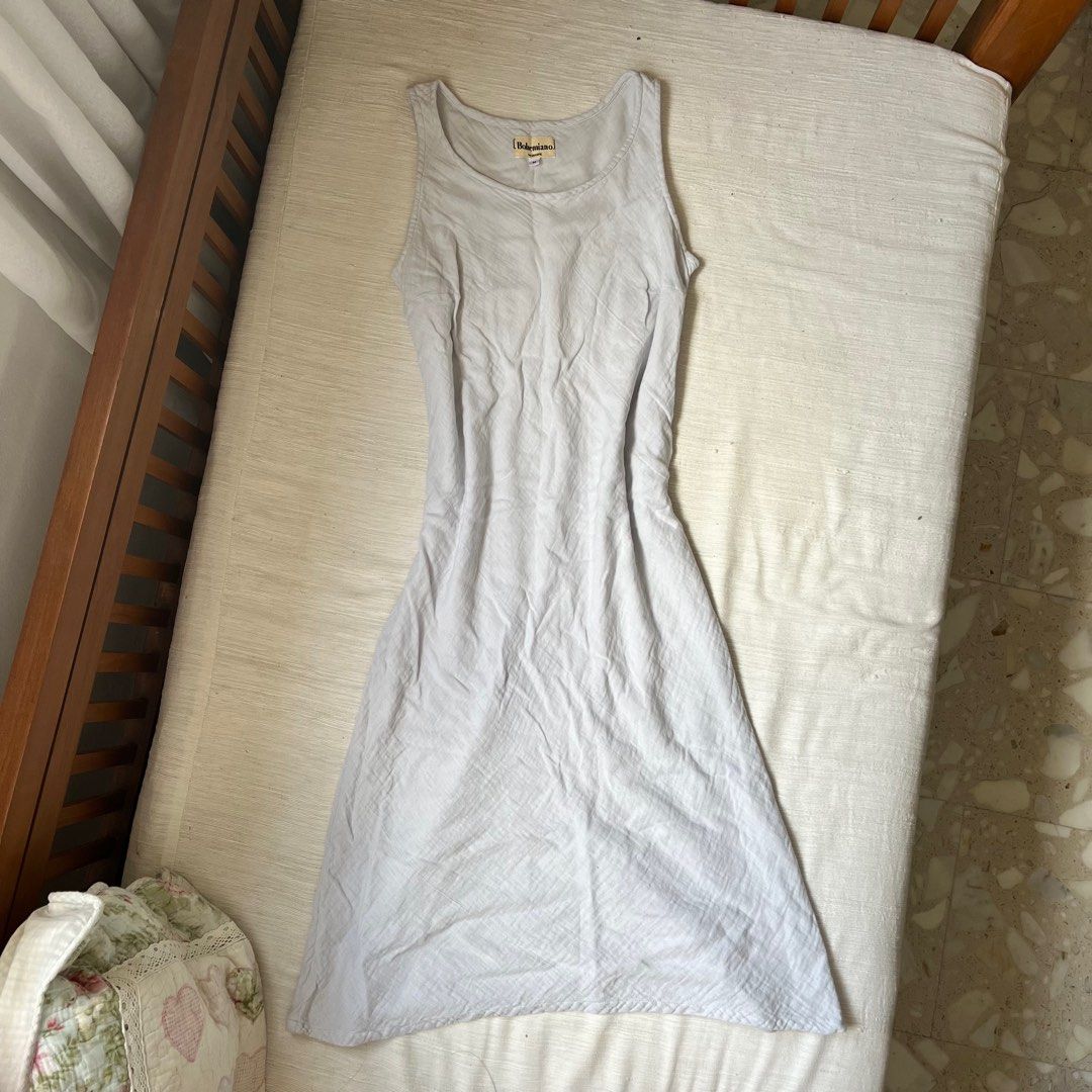 White linen tank dress store