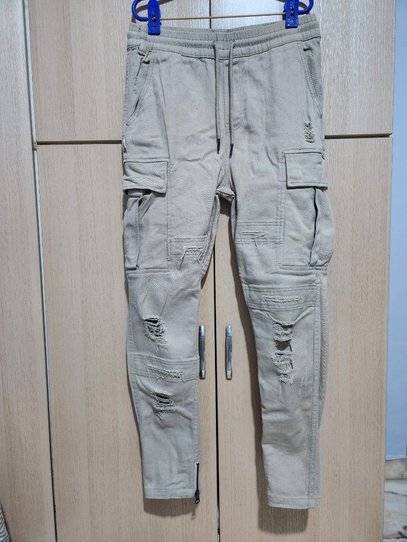 W30 Fairplay Ripped Cargo Pants Men s Fashion Bottoms Trousers