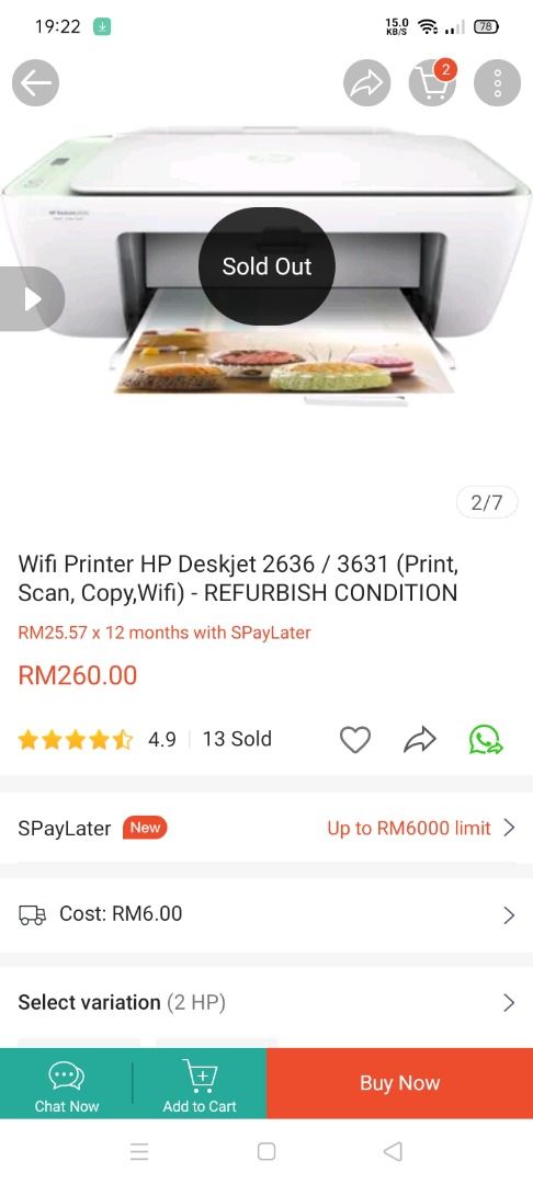 Hp sales deskjet 2636
