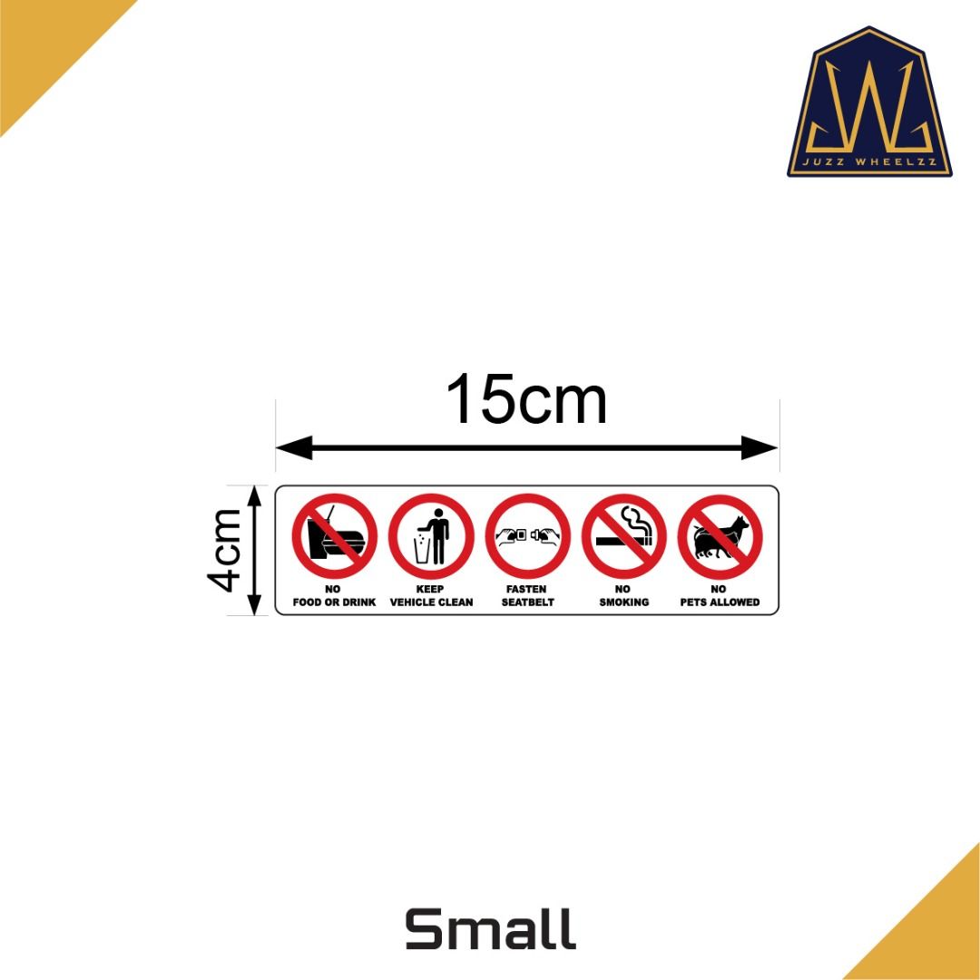 Window Decal Warning Labels for PHV, No Food and Drinks, No Littering