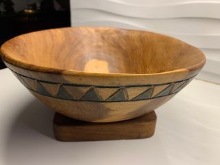 Wooden Bowl Decor, Vintage Wooden Bowl Hand Carved Home Decor for Dining Table Center, Living Room, Kitchen Decor