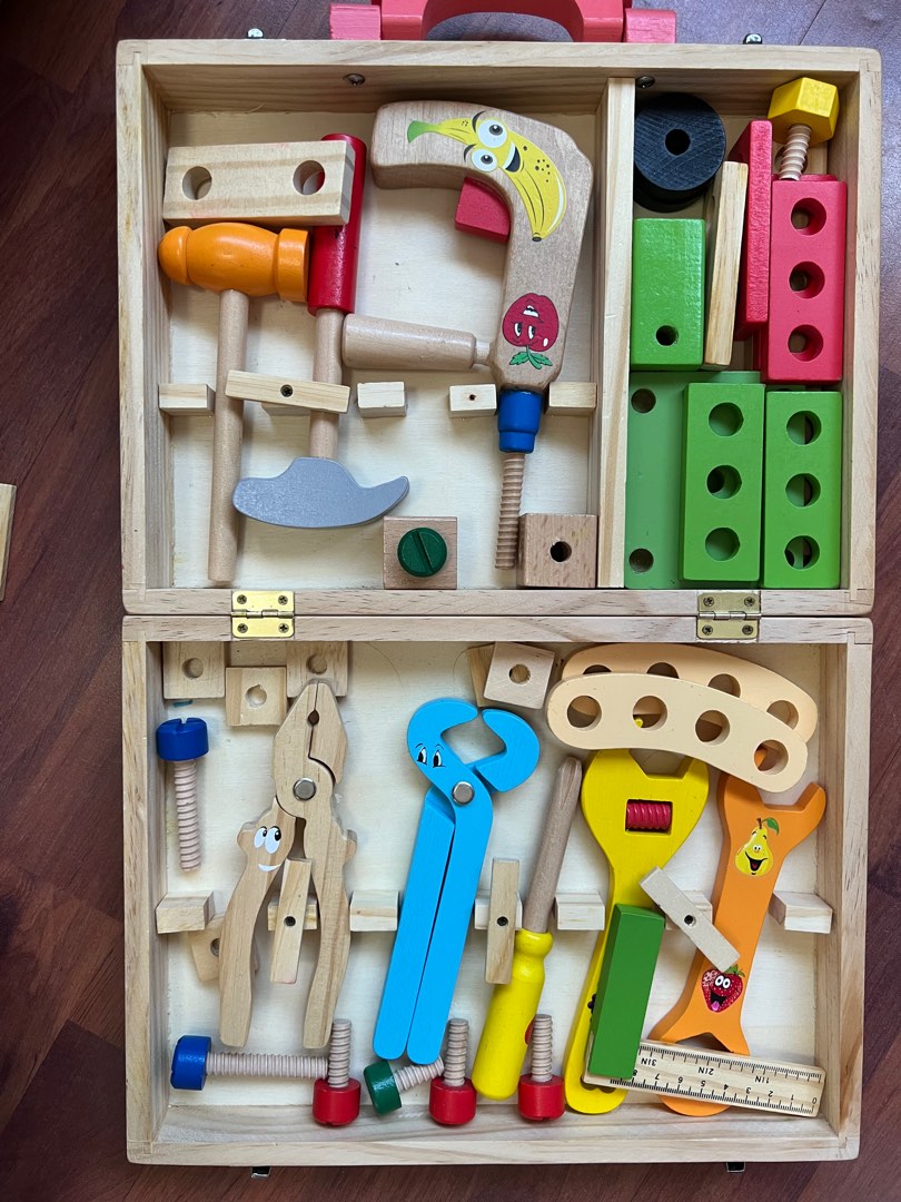 Wooden toolbox, Hobbies & Toys, Toys & Games on Carousell