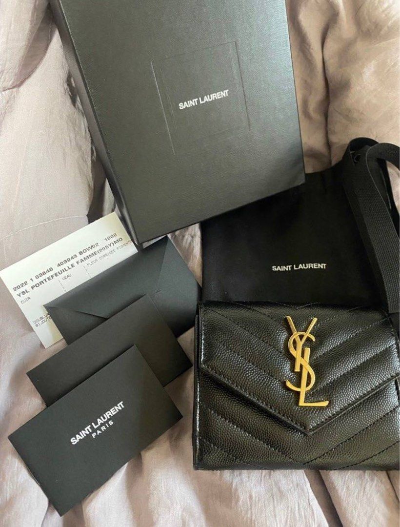 YSL Trifold Wallet, Luxury, Bags & Wallets on Carousell