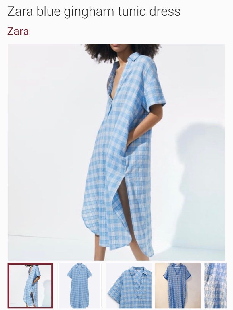 Blue check dress zara new arrivals