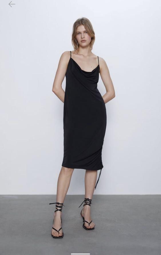 side ruched dress zara Zara ribbed ruched side