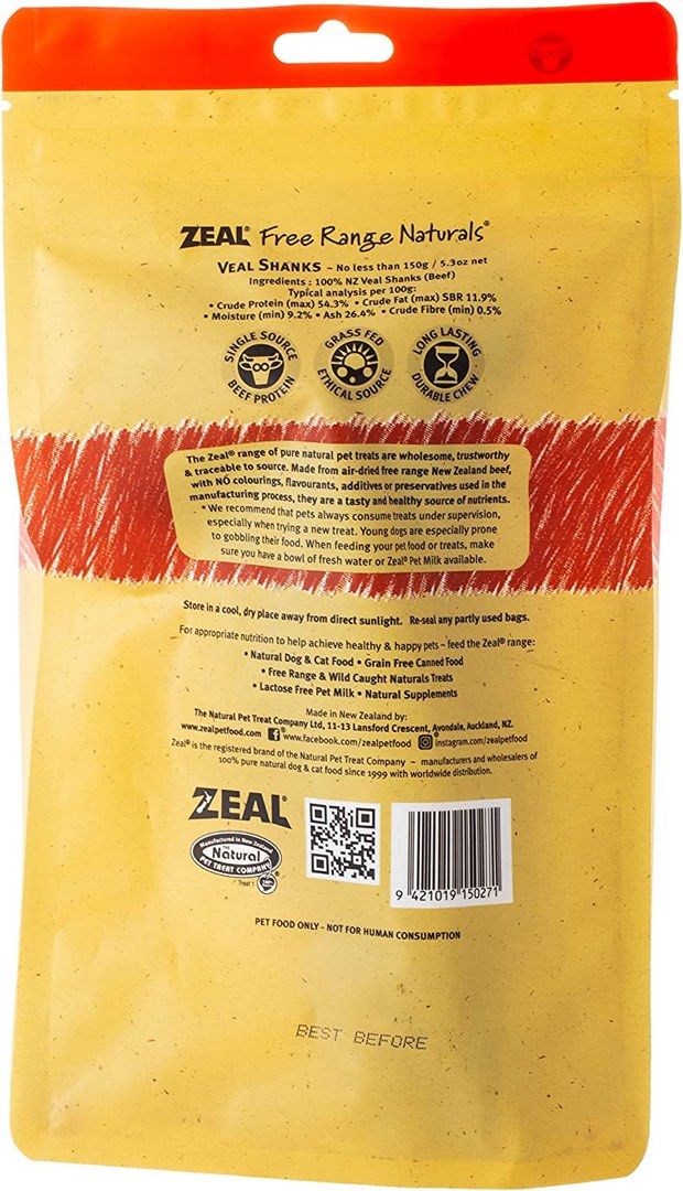 Zeal Dried Veal Shanks Dog Treats 150g, Pet Supplies, Pet Food on Carousell