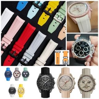 20mm Omega x swatch Rolex 壓尼龍纹 高質素 TPU 氟橡膠 16色 合用 ：Omega x swatch 錶帶 Rolex膠帶 Rubber B Strap 代用膠帶64222833539715110