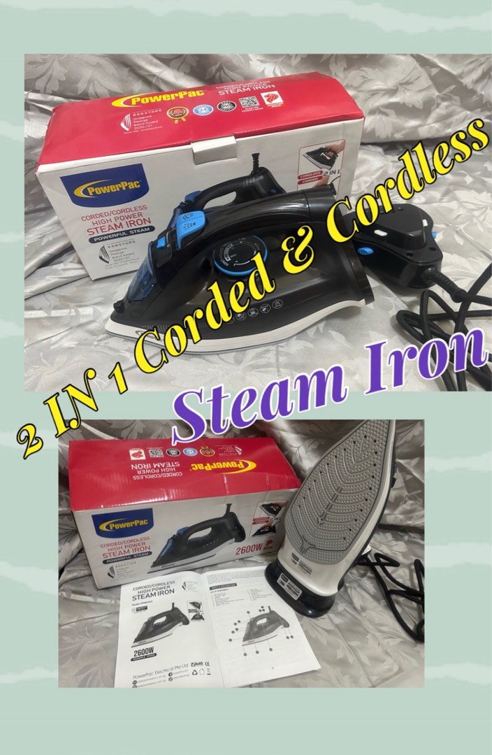 2 in 1 Corded n Cordless Steam Iron, TV & Home Appliances, Irons & Steamers on Carousell