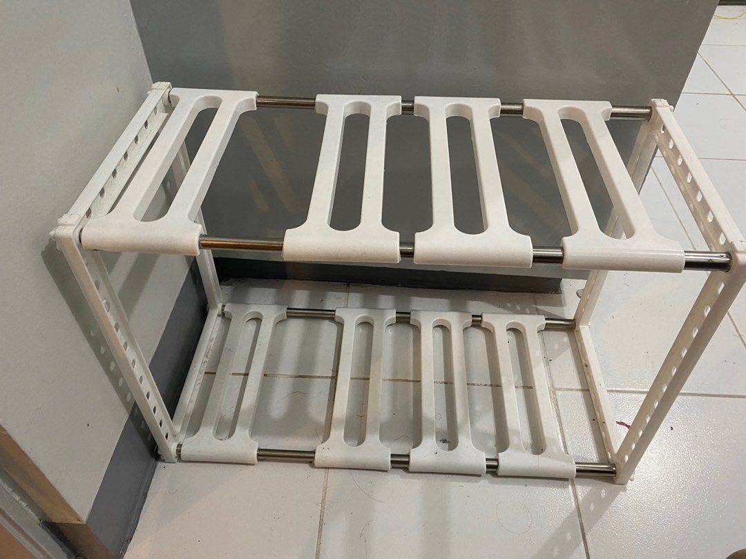 2-layer adjustable plastic rack on Carousell