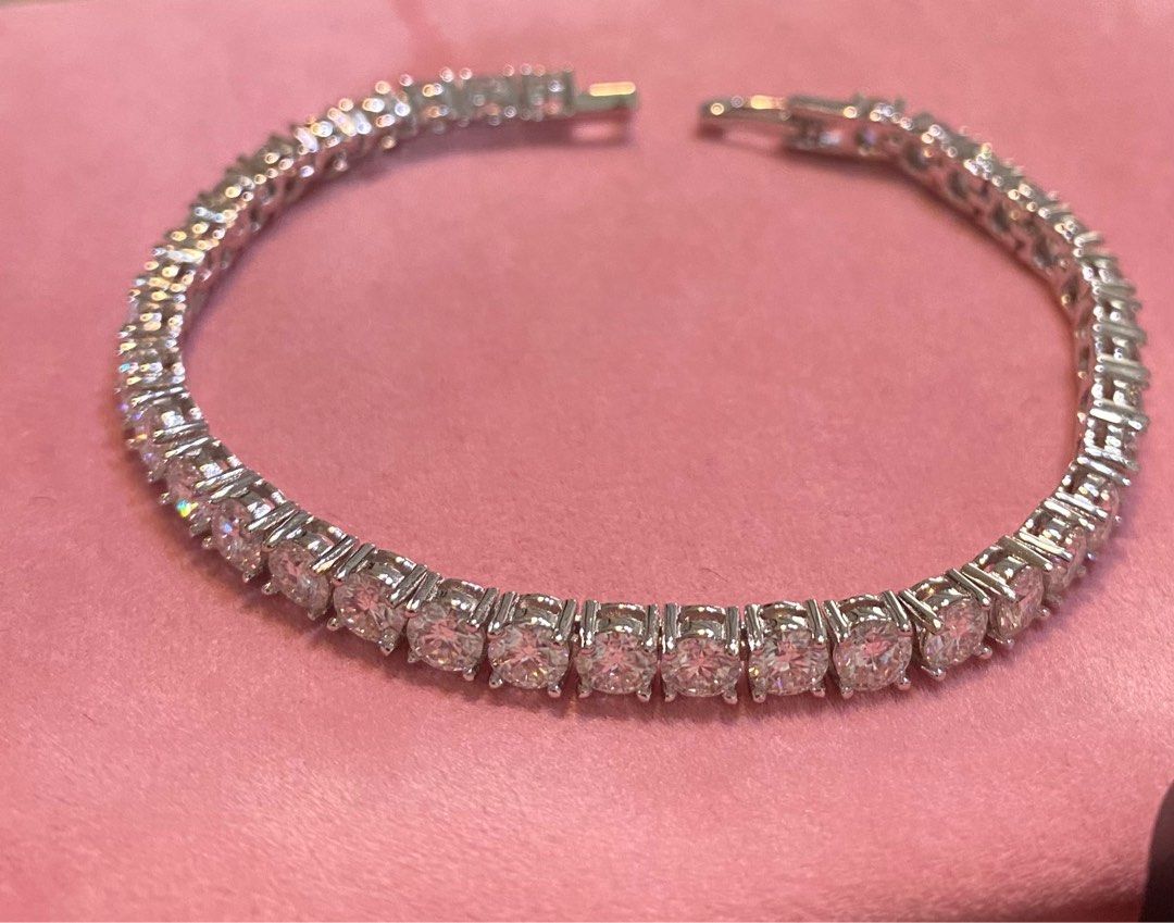 3mm Moissanite Tennis Bracelet Pure 925 silver with white gold