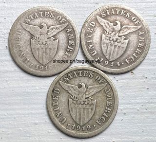 3pcs USPI 10c Silver Coins Semi-Keydate HTF set