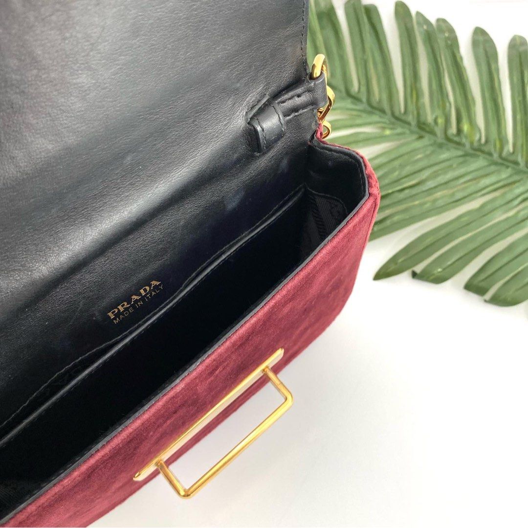 Prada red sale velvet bag