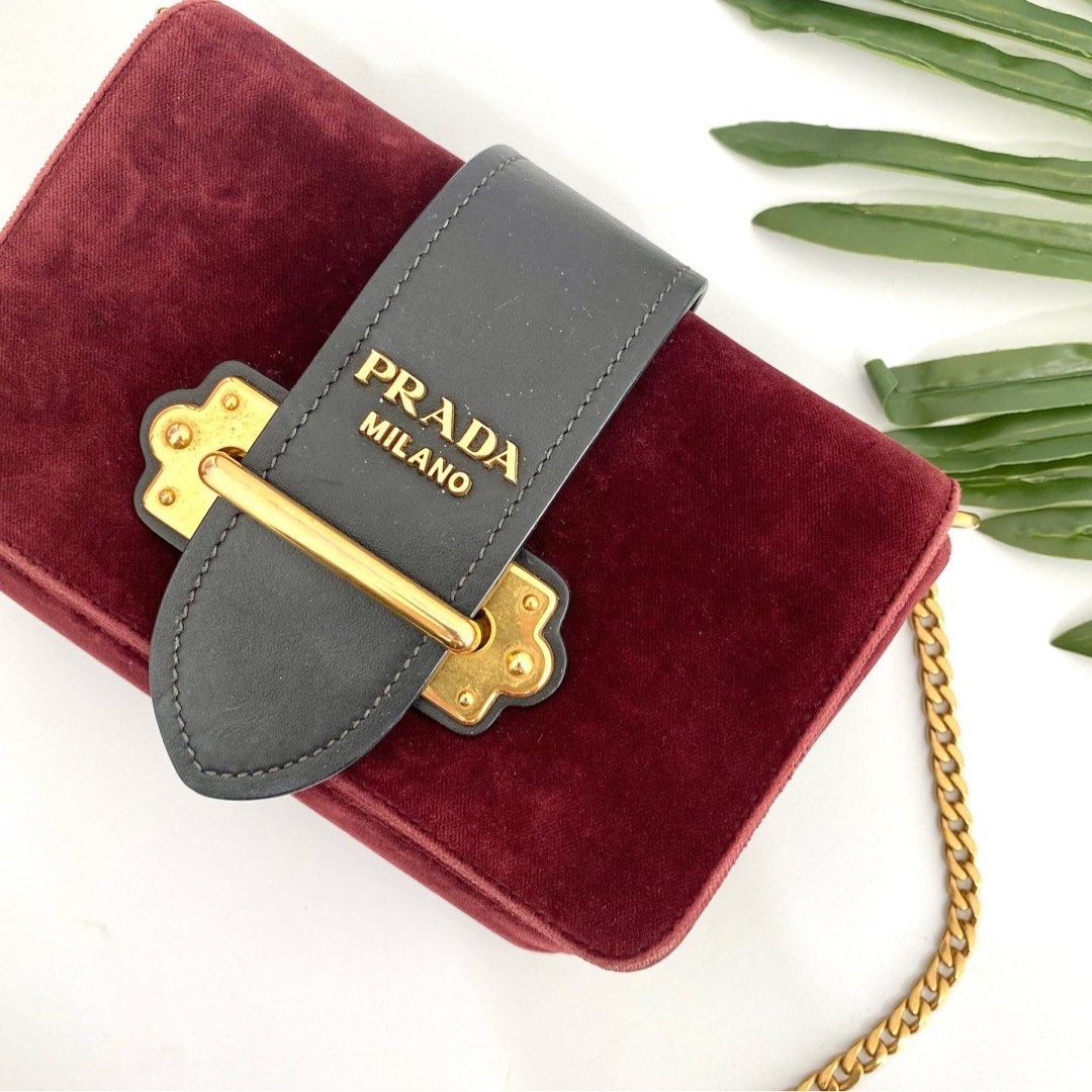 Prada red velvet on sale bag