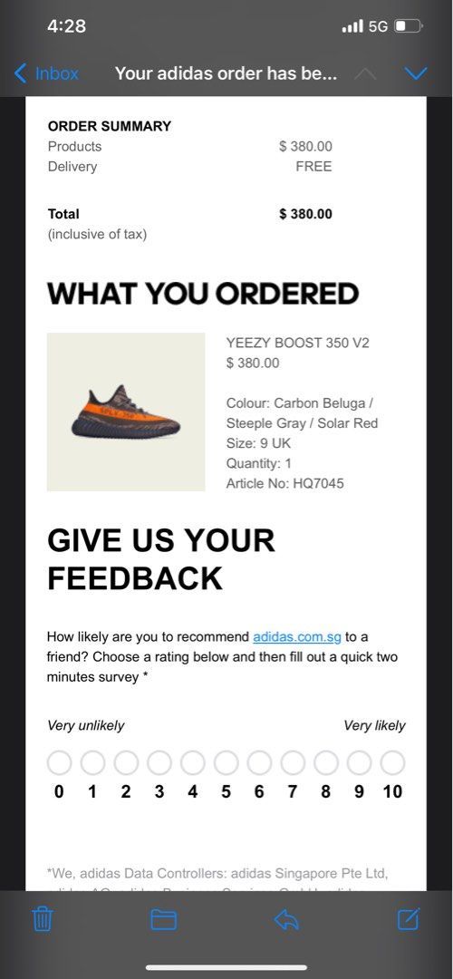 Adidas Yeezy 350 V2 Carbon Beluga US9.5 UK9 Men s Fashion