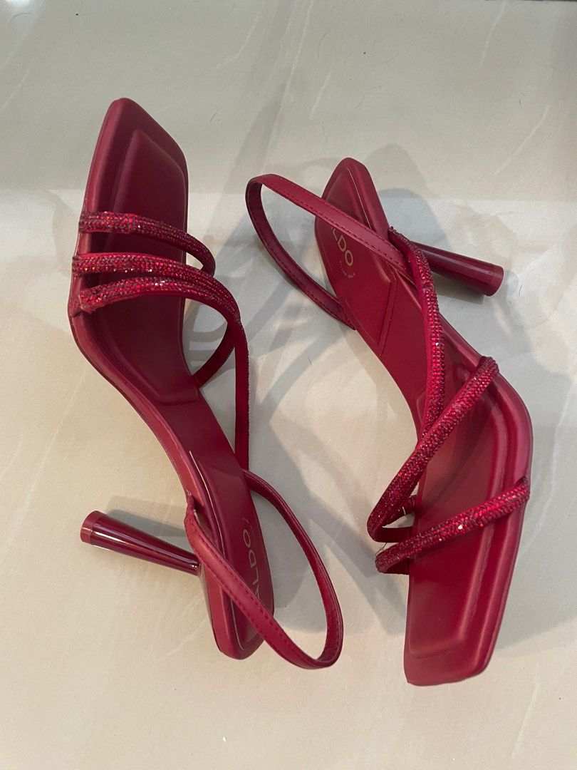Aldo Red Strappy Heels Women s Fashion Footwear Heels on Carousell
