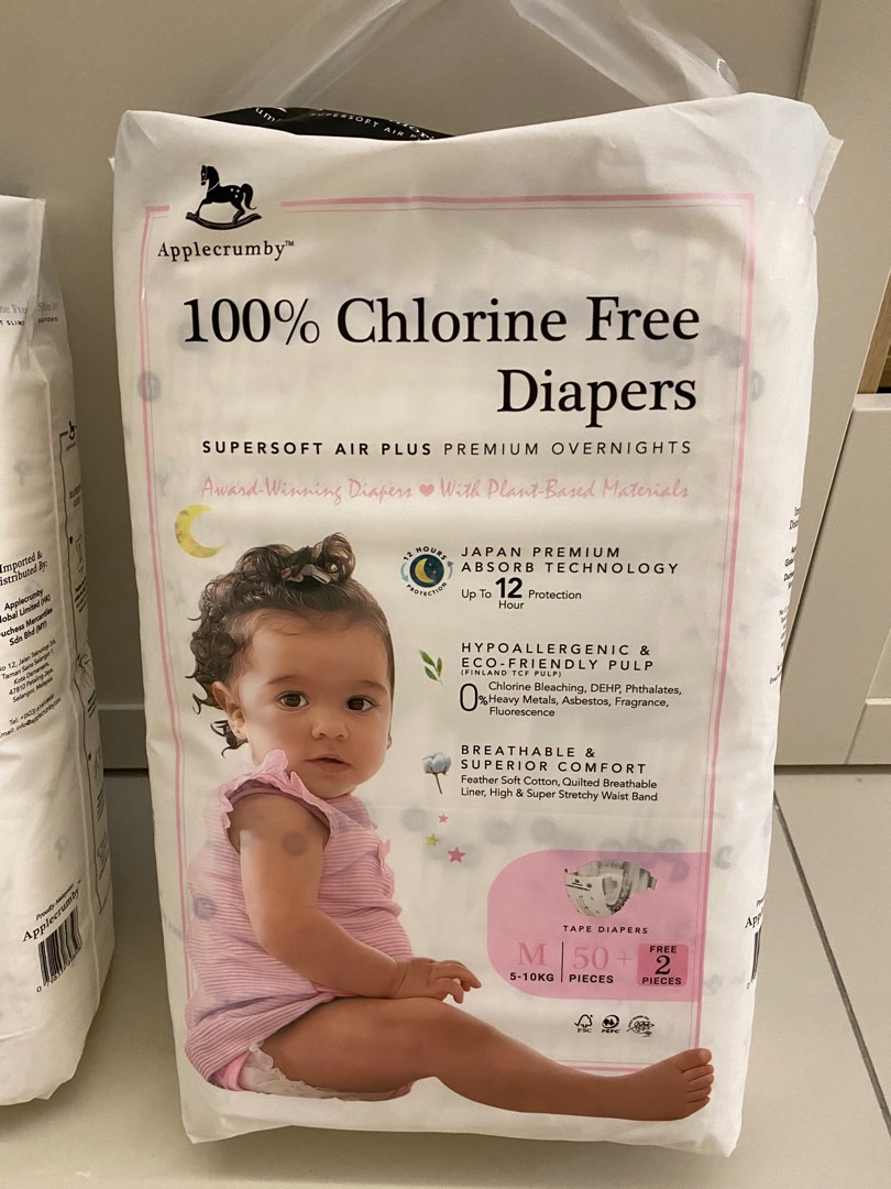 Applecrumby diaper Megapack overnight premium and slim, Babies & Kids