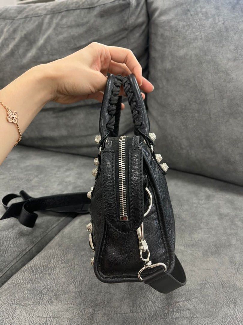 Authentic Balenciaga mini city in black with silver hardware