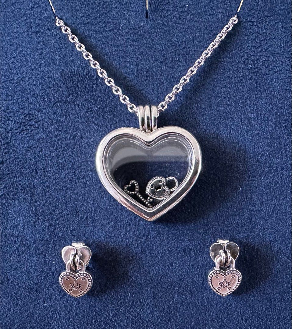 Pandora floating heart deals locket necklace