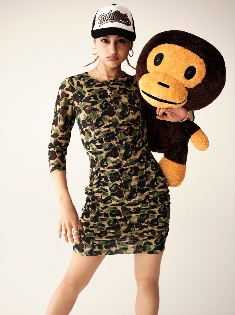 BAPE ABC CAMO MESH GATHERED ONEPIECE, Women's Fashion