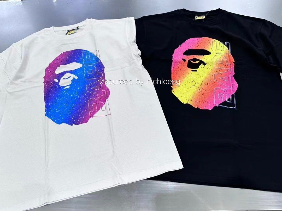 BAPE ELECTRO NEON TEE Men s Fashion Tops Sets Tshirts Polo Shirts on Carousell
