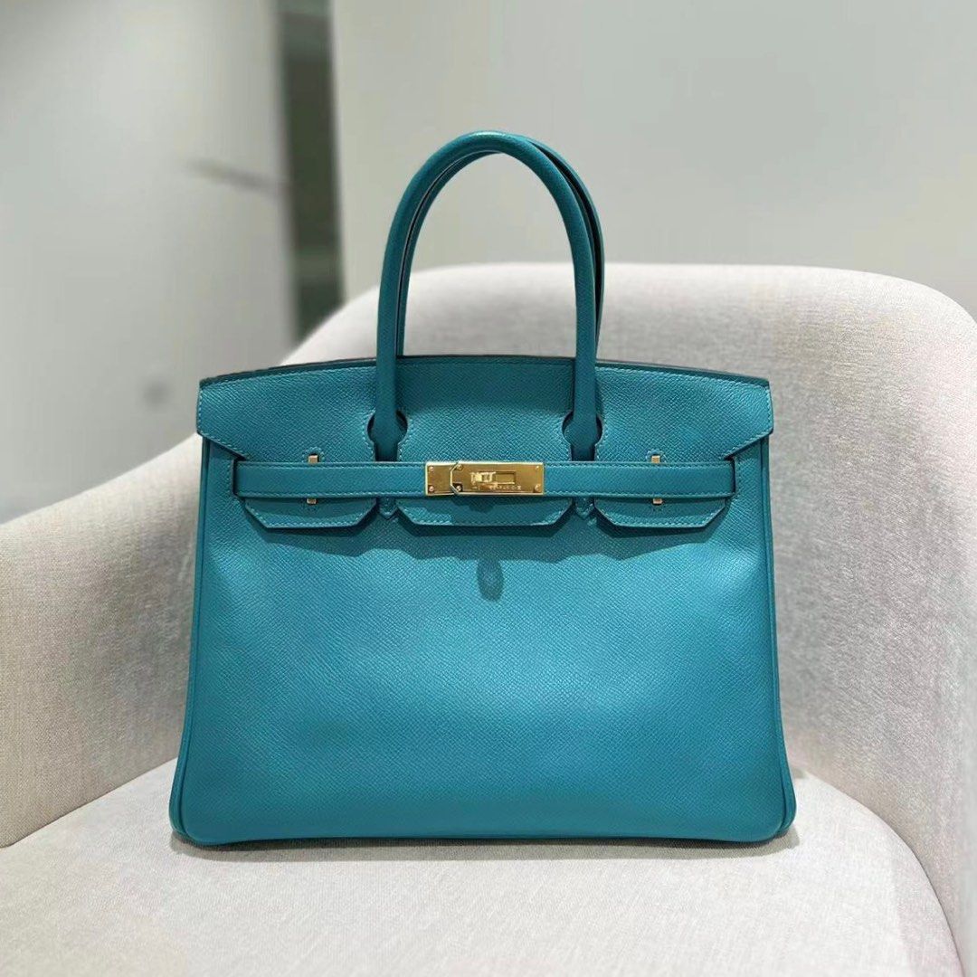 Hermes Birkin bag 30 Blue paon Epsom leather Gold hardware