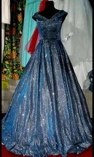 FOR RENT Blue Glittered Semi Ball Gown
