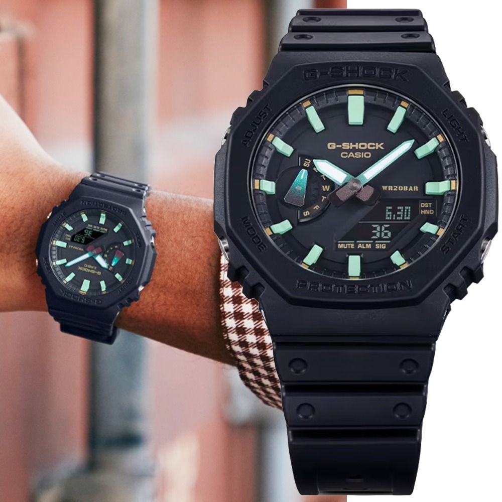 Casio G Shock GA 2100RC 1A Octagon Analog Digital Black Resin