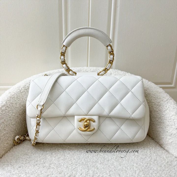 Chanel 20C In the Loop Flap Bag in White Leather and AGHW, Luxury