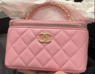 CHANEL Lambskin Quilted Mini Top Handle Rectangular Flap Light Pink 947800