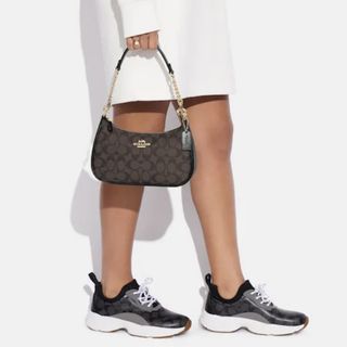 Coach CA173 Teri Shoulder Bag In Colorblock IN Silver Sandy Beige