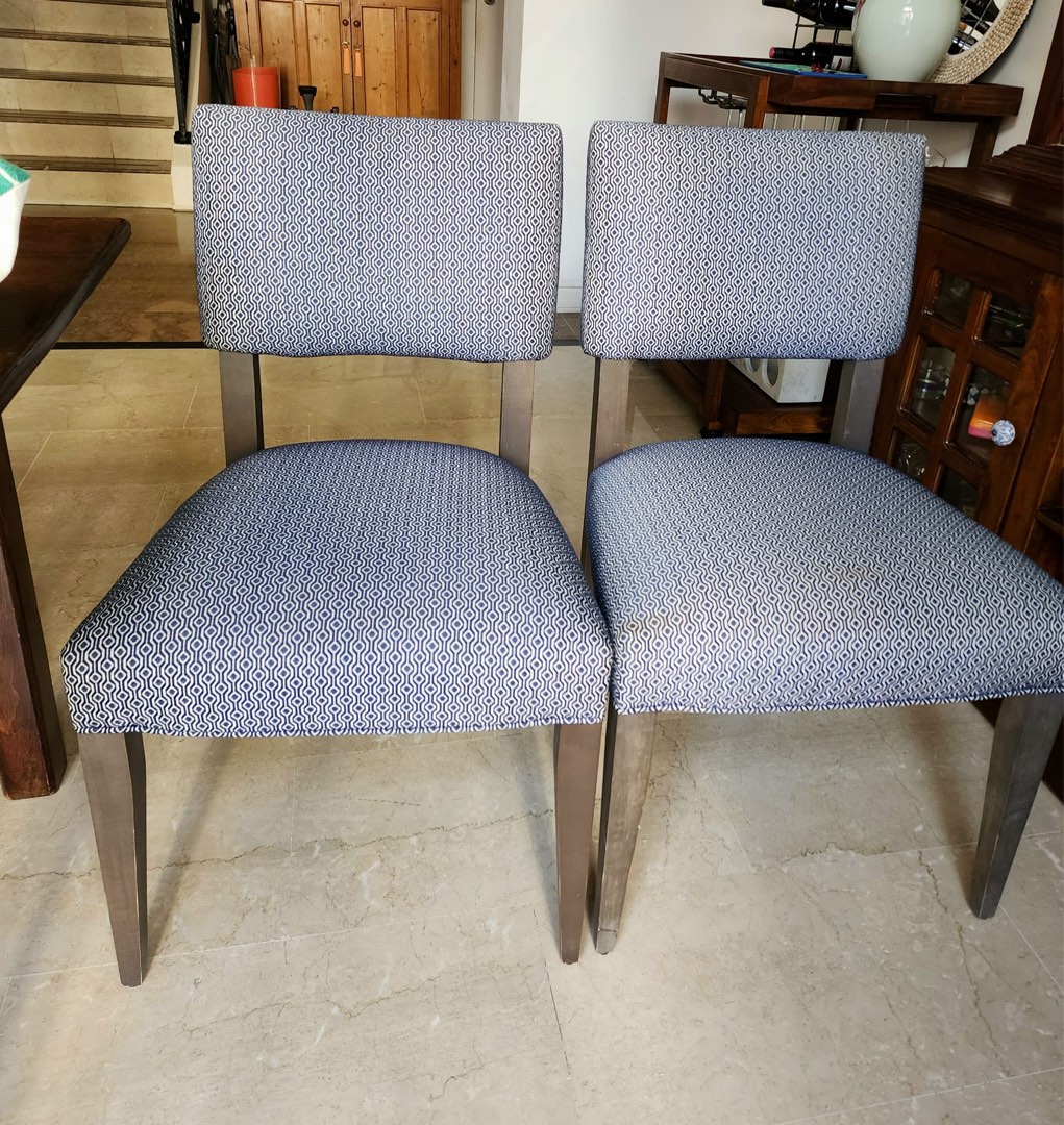 Crate and barrel blue dining room chairs, Furniture & Home Living