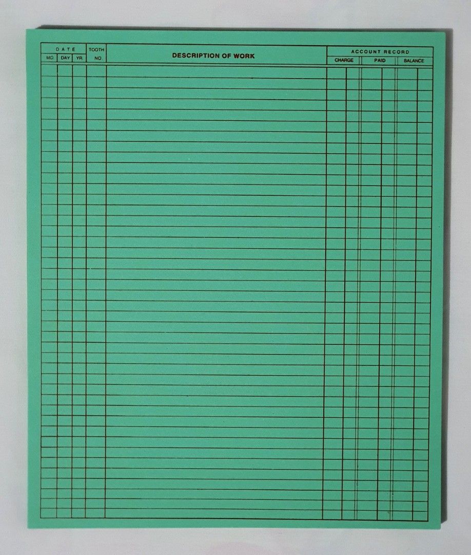 Dental Patient Record Card (GREEN), Health & Nutrition, Medical