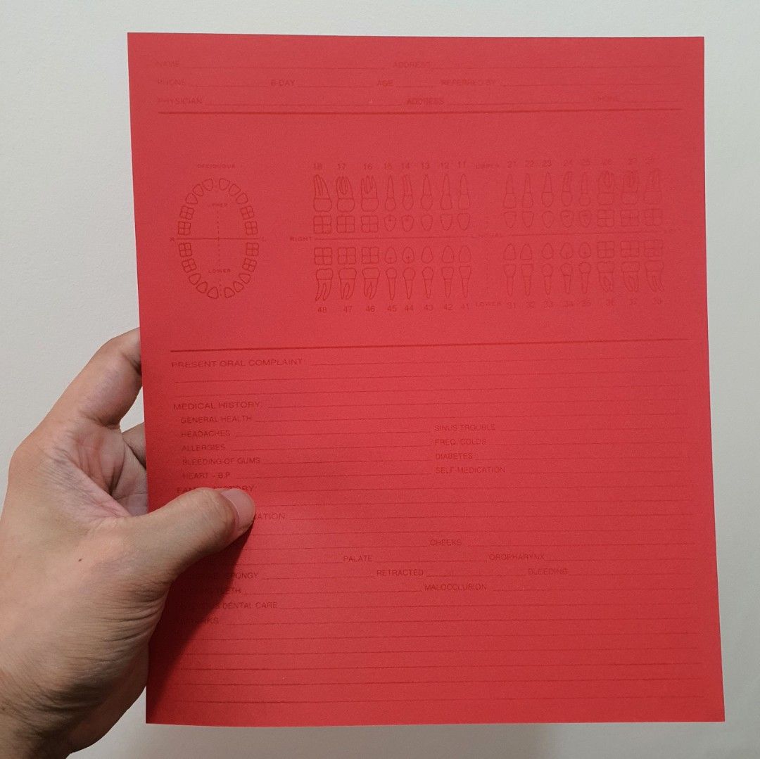 Dental patient record card red on carousell