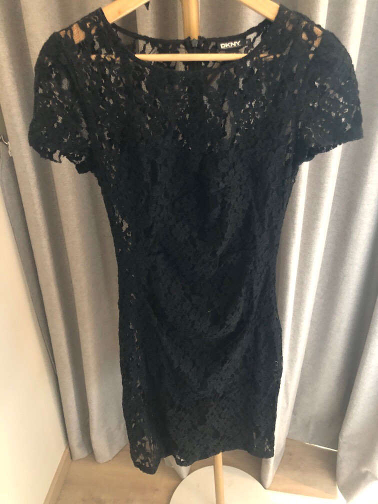 Dkny black shop lace dress