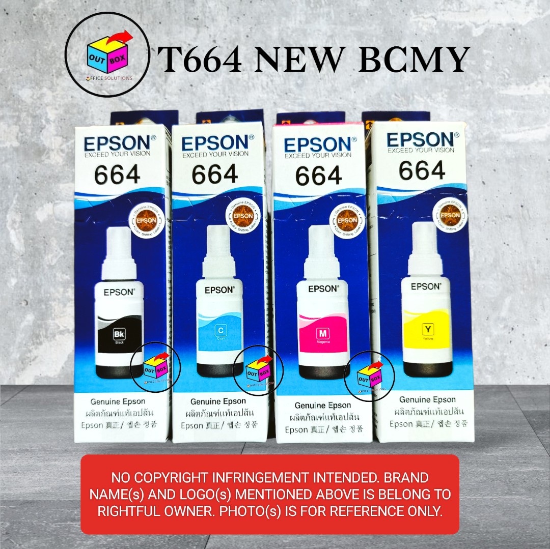 Epson T664 Ink Bottle Black Cyan Magenta Yellow Computers And Tech Printers Scanners And Copiers 1351