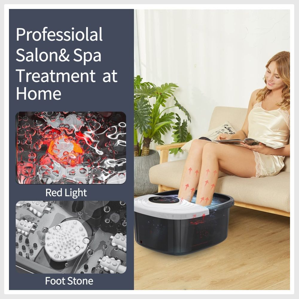 Foot Spa, Foot Bath Massager with Heat, Bubbles, Pumice Stone, Digital ...