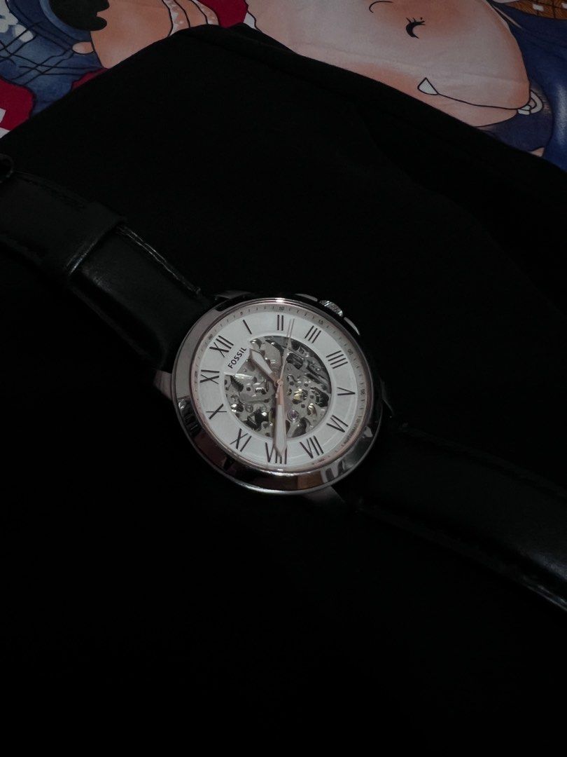 FOSSIL ME3101 MEN S GRANT SPORT AUTOMATIC BLACK LEATHER WATCH
