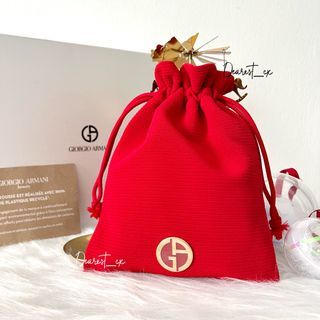GIORGIO ARMANI Beaute Exclusive Red Drawstring Bag Accessories Pouch