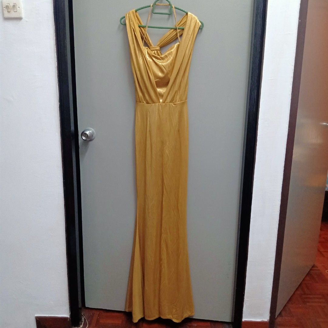 Gold maxi dress, Women's Fashion, Dresses & Sets, Dresses on Carousell