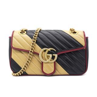 GUCCI GG Marmont Diagonal Quilted Leather Flap Bag