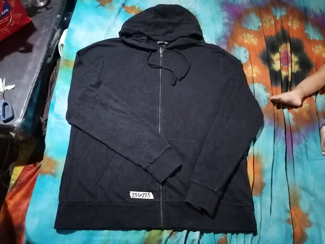 H M Plain Black Full Zip Hoodie Jacket