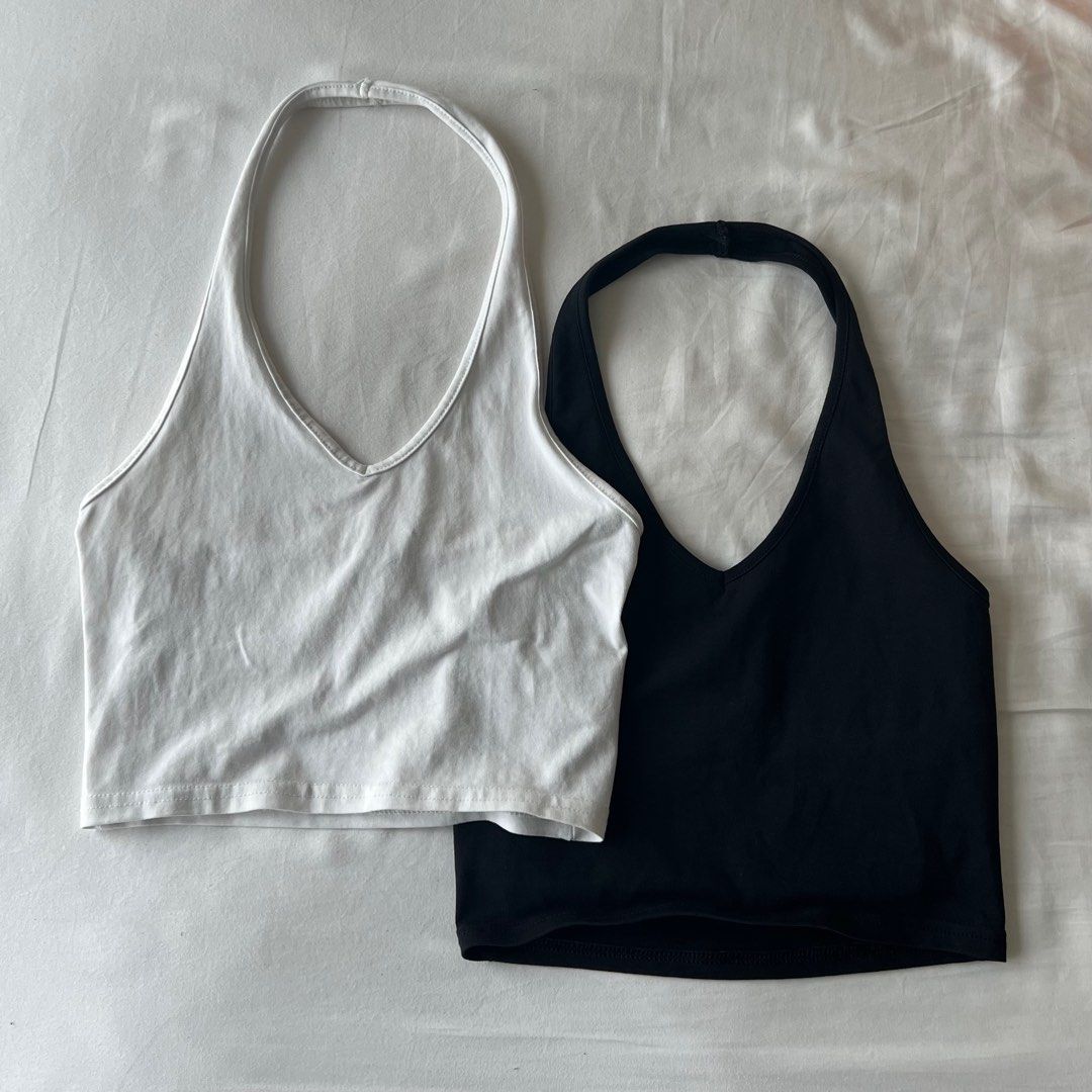 H M Halter neck Crop Top Women s Fashion Tops Sleeveless on
