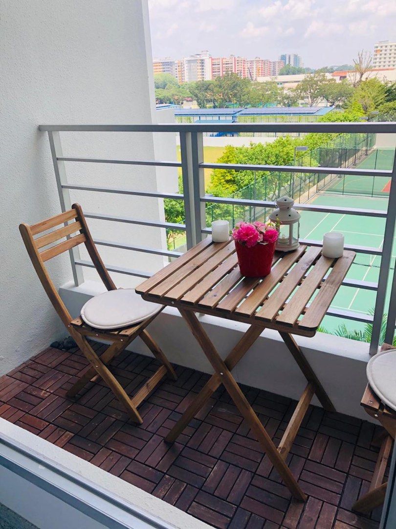 Ikea Balcony table + 2 chairs, Furniture & Home Living, Outdoor Furniture on Carousell