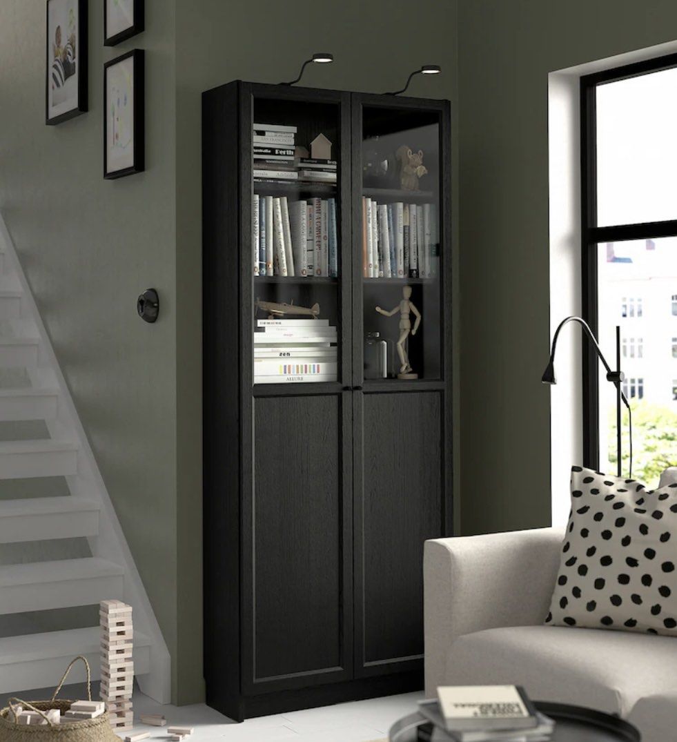 Ikea billy bookcase with oxberg glass door to let go!!, Furniture