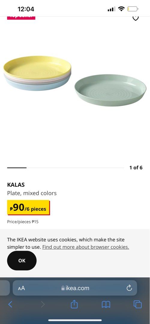 Ikea Plates (6pcs.) (Category: Other Kitchenware & Tableware) located in Manila. Submitted by jnzz__ (Listing ID 1234953264, Image 1). Description: .
