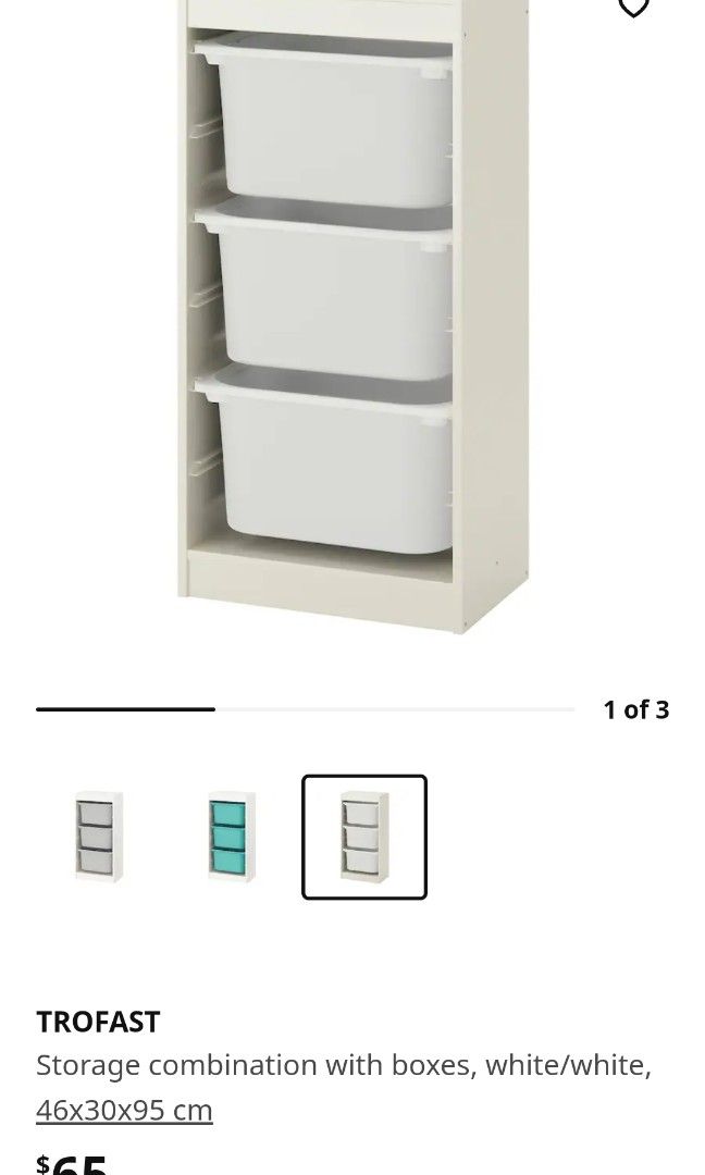 TROFAST Storage combination with boxes, white/white turquoise,  181/8x113/4x37 - IKEA
