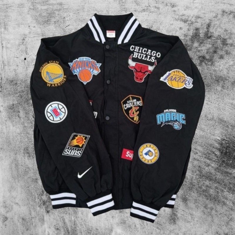 Jaket Varsity Supreme X Nike NBA All Stars Basketball Hitam